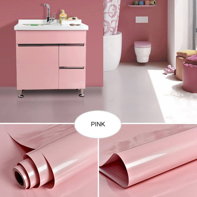0.4x5M Kitchen Cabinet Waterproof Stickers Furniture Wardrobe Table Door Self Adhesive Wallpaper Solid Color Paint Wall Sticker - Gauxvestandbeyond by Maddy