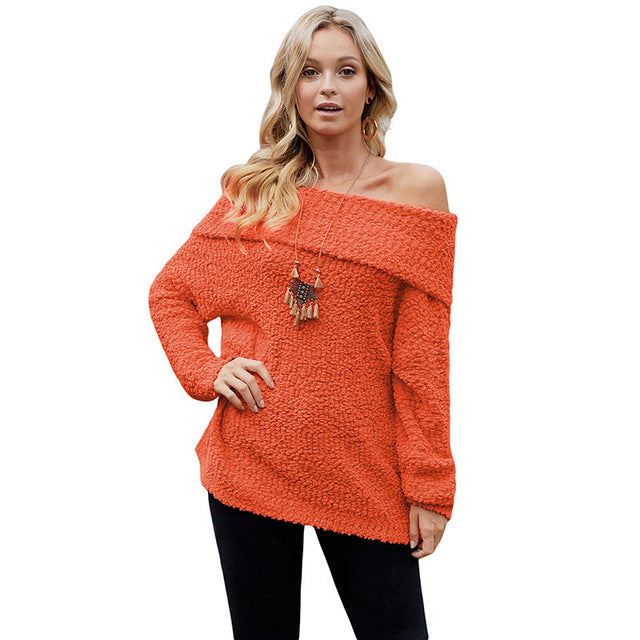 womens Off the Shoulder popcorn pullover Sweater size S-XL - Gauxvestandbeyond by Maddy