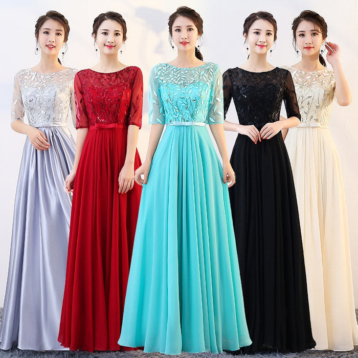 Ensotek Elegant Ice Blue/Wine Red Lace Long Dresses For Wedding Party Prom Evening Gowns 2019 Long Maxi Dresses robe de soriee - Gauxvestandbeyond by Maddy