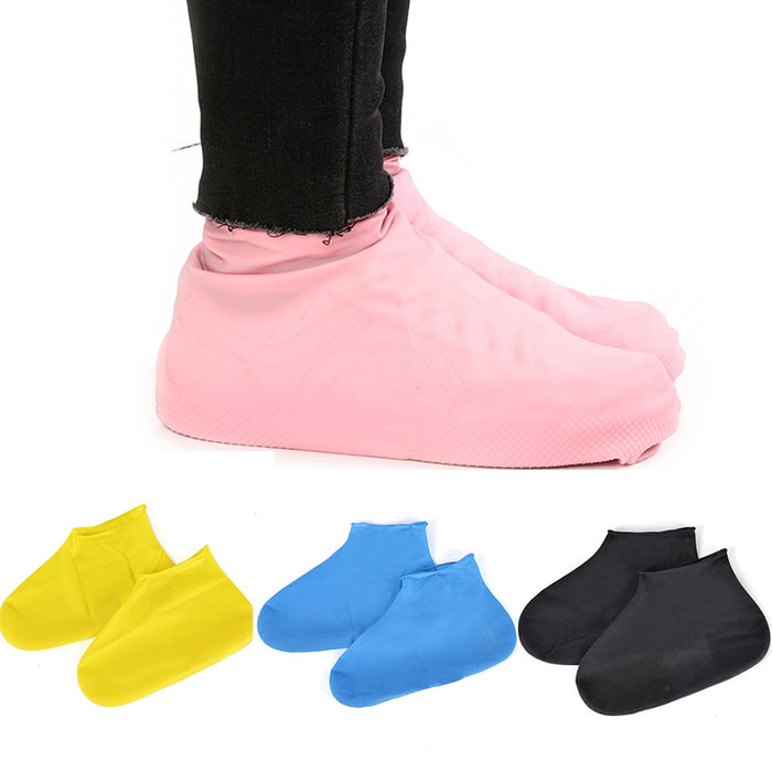 1 Pair Reusable Latex Waterproof Rain Shoes Covers Slip-resistant Rubber Rain Boot Black/Blue/Pink Shoes Protector Accessories - Gauxvestandbeyond by Maddy