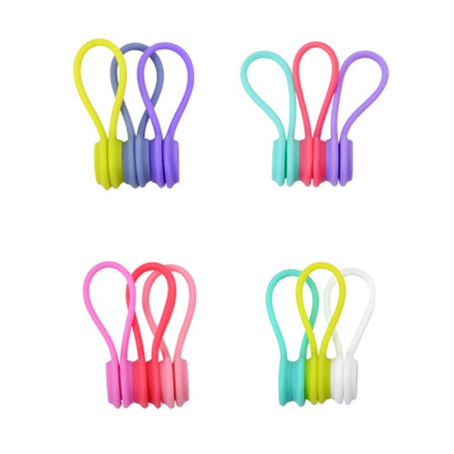 3PCS Silicone Magnet Coil Earphone Cables Winder Headset Bobbin Winder Hubs Cord Holder Cable Organizer For IPhone USB Cable - Gauxvestandbeyond by Maddy