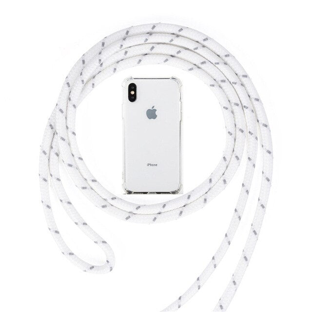 Strap Cord Chain Transparent Phone Case For iPhone 11 Pro XS Max XR X 7 8 6 6s Plus Carry Necklace Lanyard Clear Cover Cases - Gauxvestandbeyond by Maddy