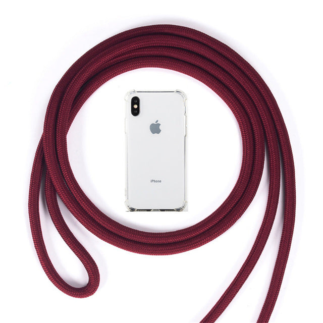 Strap Cord Chain Transparent Phone Case For iPhone 11 Pro XS Max XR X 7 8 6 6s Plus Carry Necklace Lanyard Clear Cover Cases - Gauxvestandbeyond by Maddy