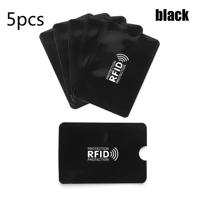 5 pcs / pack Anti Lock RFID Reader Wallet Locking Bank Credit Id Card Holder Bank Protective Aluminum Metal Card Case Stand NFC - Gauxvestandbeyond by Maddy