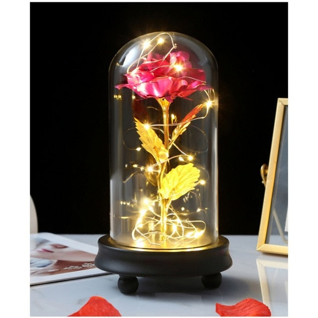 Artificial Flower Galaxy Rose with Led Light In Glass Romantic Flowers Valentine's Day Lovers' Gift For Girlfriend - Gauxvestandbeyond by Maddy