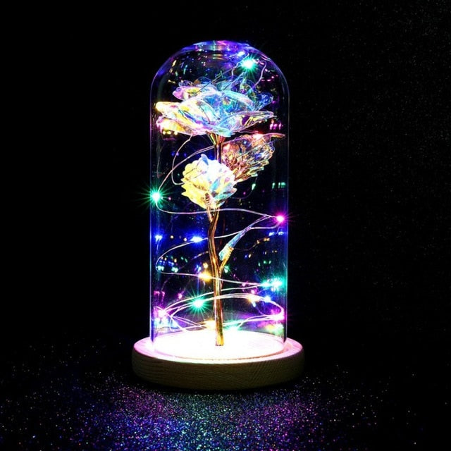 Artificial Flower Galaxy Rose with Led Light In Glass Romantic Flowers Valentine's Day Lovers' Gift For Girlfriend - Gauxvestandbeyond by Maddy