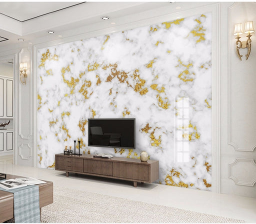 White Marble Texture Golden 3d Stone Wallpaper Mural for Living Room TV Background 3d Marble Mural Wall paper Stickers Decor - Gauxvestandbeyond by Maddy