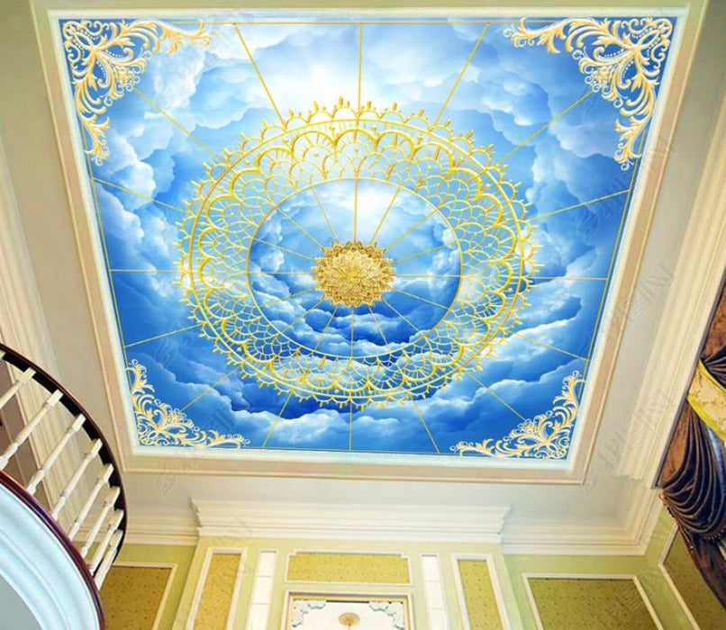 3d photo wallpaper ceiling room custom Blue sky and white clouds 3d living room bedroom ceiling 3d wallpaper - Gauxvestandbeyond by Maddy