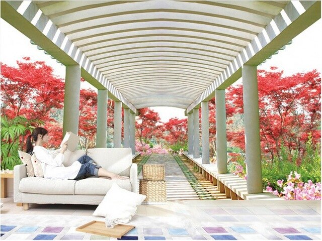 European garden Custom photo art mural wall paper sofa TV background mural wallpaper for living room Home Decoration - Gauxvestandbeyond by Maddy