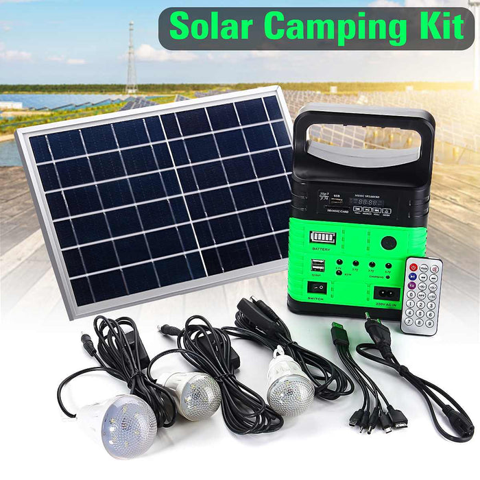 Portable Solar Generator Outdoor Power Mini DC6W Solar Panel 6V-9Ah Lead-acid Battery Charging LED Lighting System