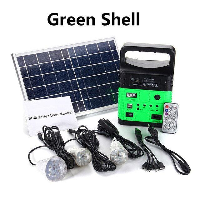 Portable Solar Generator Outdoor Power Mini DC6W Solar Panel 6V-9Ah Lead-acid Battery Charging LED Lighting System