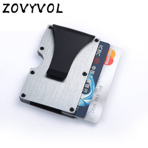 Fashion slim auto PU leather men bank credit card slip case anti rfid protection aluminium Business carbon metal holder - Gauxvestandbeyond by Maddy