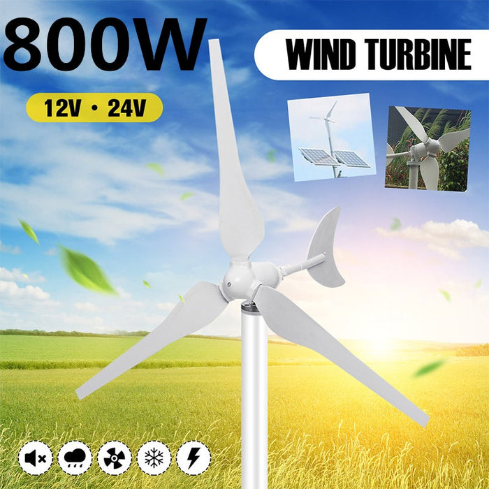 800W Wind Generator AC12V/24V Wind Turbines Wind Turbines Generator with 3 Nylon Fiber Blades for Home Solar Streetlight ,Boat