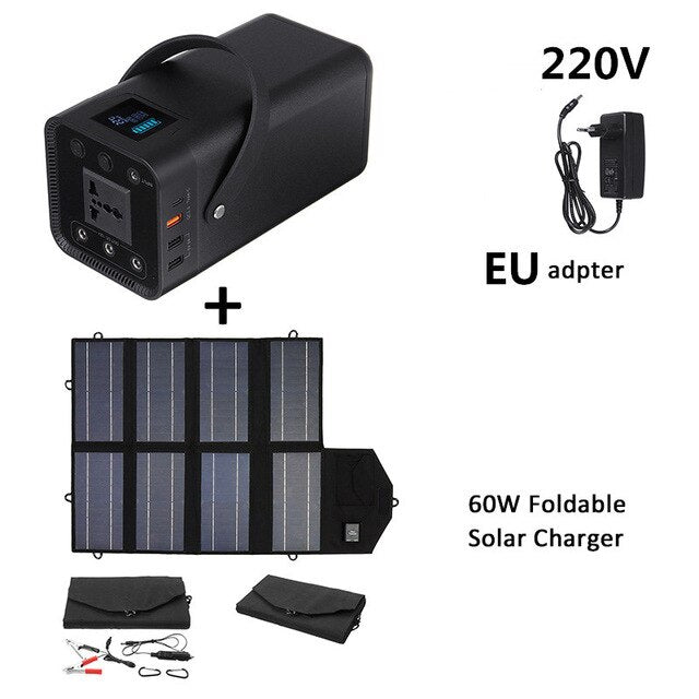 200W 54600mAh Power Bank Portable Solar Generator Energy Storage Mobile Power Supply 110/220V Outdoor UPS Battery Charge Storage