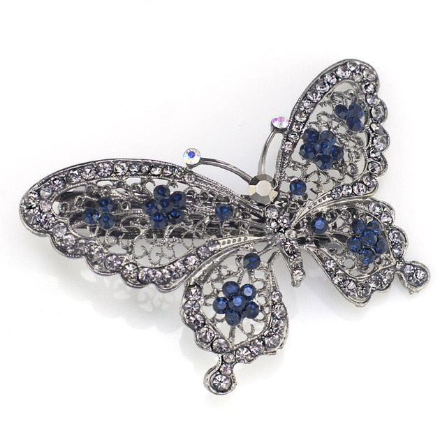 Amazing Butterfly Hairpin Blue Crystal Headwear Barrette Hair Clip Headwear Accessories Jewelry For Woman Girls F109 - Gauxvestandbeyond by Maddy