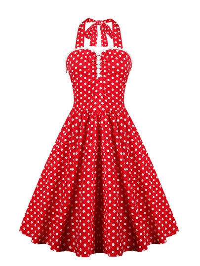 Polka Dots Bowknot Halter Women's Day Dress - Gauxvestandbeyond by Maddy