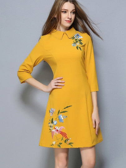 Lapel Embroidery Women's Day Dress - Gauxvestandbeyond by Maddy