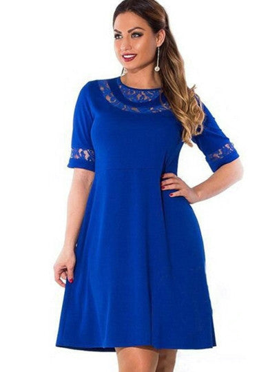 Plus Size Half Sleeve Patchwork Women's Day Dress - Gauxvestandbeyond by Maddy