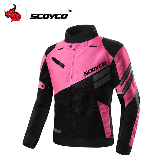 SCOYCO Women's Motorcycle Jackets Motocross Riding Equipment Gear Moto Jacket Breathable Mesh Riding Jacket Pink - Gauxvestandbeyond by Maddy