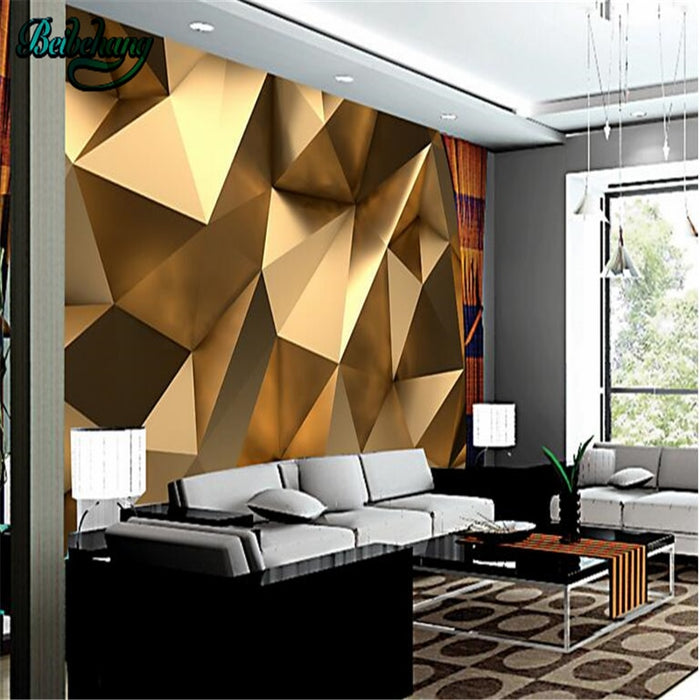 beibehang Customized Large Wallpaper Mural Stereo Abstraction Building Space Tuhao Gold Polygonal Ball TV Backdrop Wall - Gauxvestandbeyond by Maddy