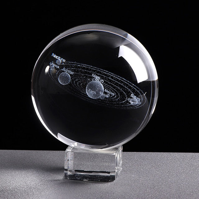 6CM Laser Engraved Solar System Ball 3D Miniature Planets Model Sphere Glass Globe Ornament Home Decor Gift for Astrophile - Gauxvestandbeyond by Maddy