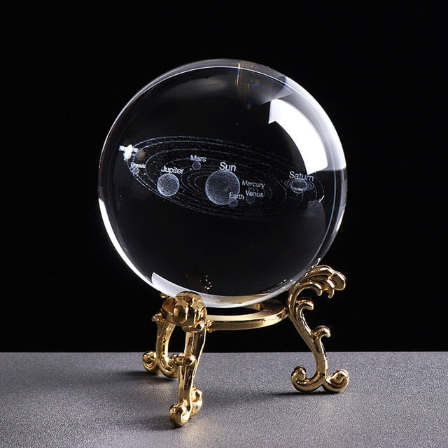 6CM Laser Engraved Solar System Ball 3D Miniature Planets Model Sphere Glass Globe Ornament Home Decor Gift for Astrophile - Gauxvestandbeyond by Maddy
