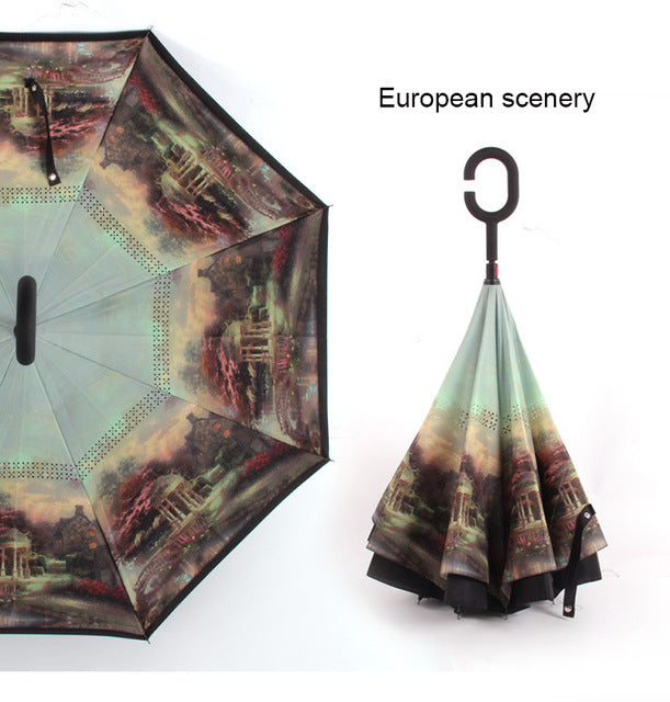 Reverse Umbrella Inverted Anti UV Umbrella Man Umbrellas C Handle Windproof Women Sun and Rain invertido Paraguas Parapluie - Gauxvestandbeyond by Maddy
