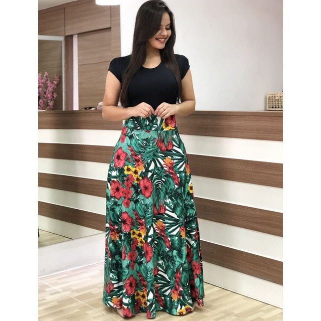 2019 flower Dress 4XL 5XL Plus Size Women Elegant Long dresses - Gauxvestandbeyond by Maddy